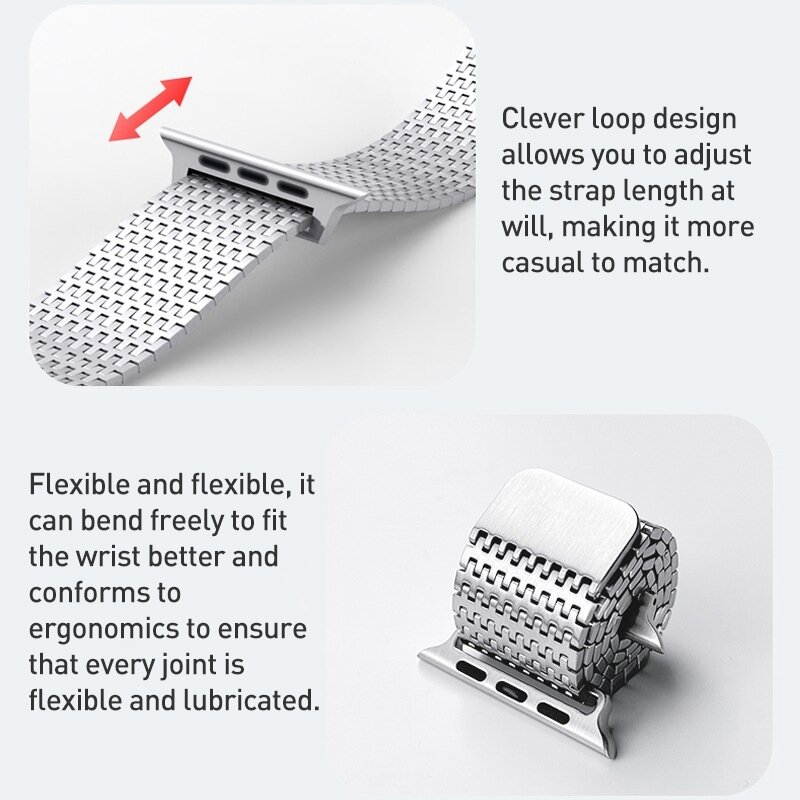 Stainless Steel Loop band - Zilver - Extra strong - Geschikt voor Apple Watch 44mm / 45mm&nbsp;/ 46mm / 49mm