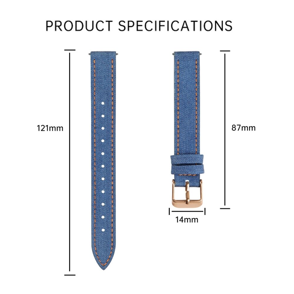 Leren denim bandje - Zwart - Garmin Lily 2