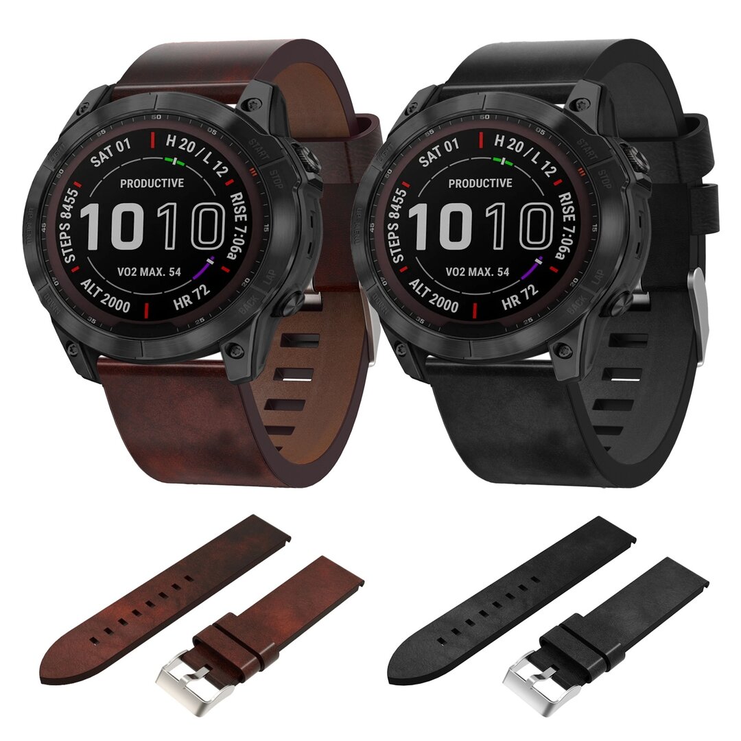 Leren bandje - Zwart - Garmin Epix Pro Gen 2 (51mm) / Quatix 7X / 6X &amp; Tactix 7 (pro)