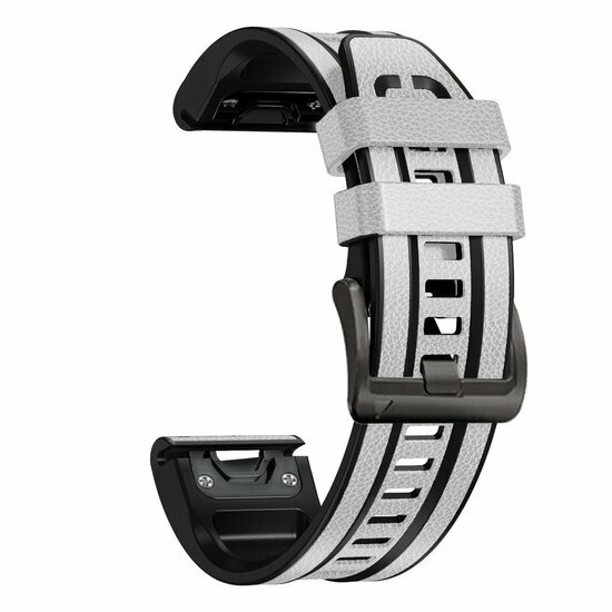 leer + siliconen bandje - Wit - Garmin Epix Pro Gen 2 (51mm) / Quatix 7X / 6X &amp; Tactix 7 (pro)