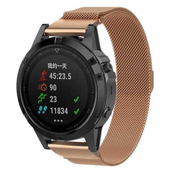 Milanese bandje - Ros&eacute; goud - Garmin Fenix 7 / 6 / 5