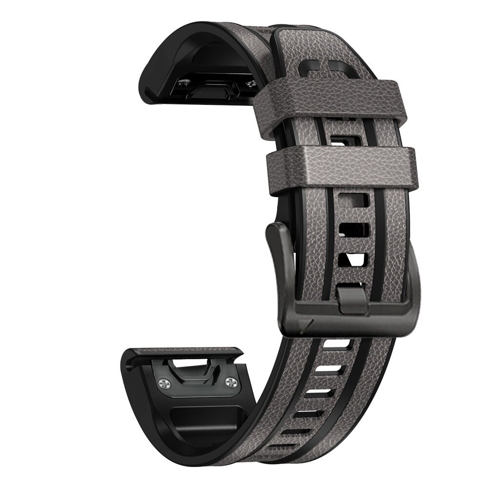 leer + siliconen bandje - Grijs - Garmin Fenix 7X / 6X / 5X