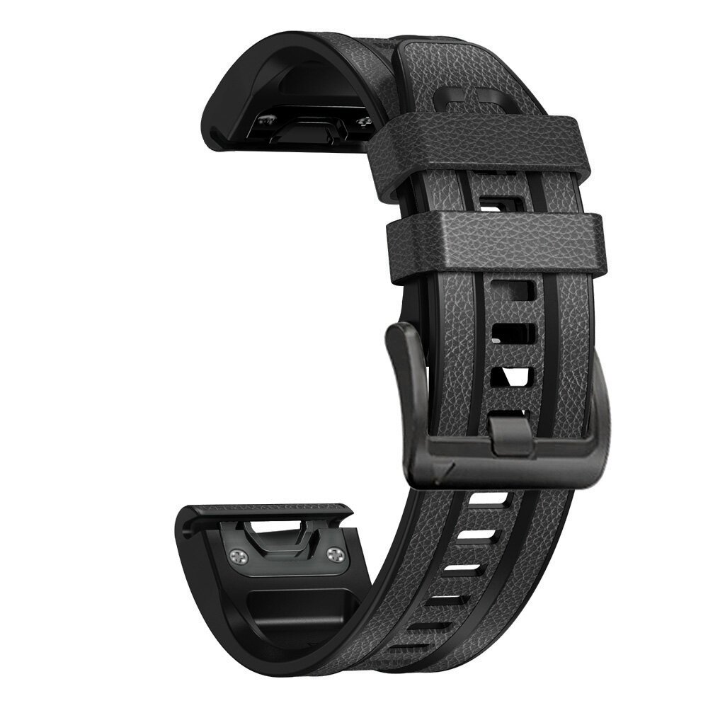 leer + siliconen bandje - Donkergrijs - Garmin Fenix 7X / 6X / 5X