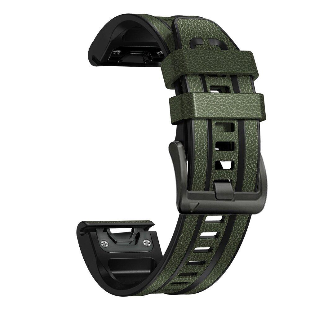 leer + siliconen bandje - Groen - Garmin Fenix 7X / 6X / 5X