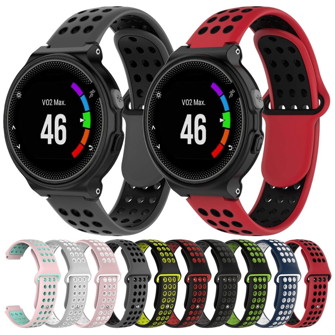 Siliconen sportbandje - Zwart + rood - Garmin Forerunner 220 / 230 / 235 / 620 / 630 / 735 (XT)