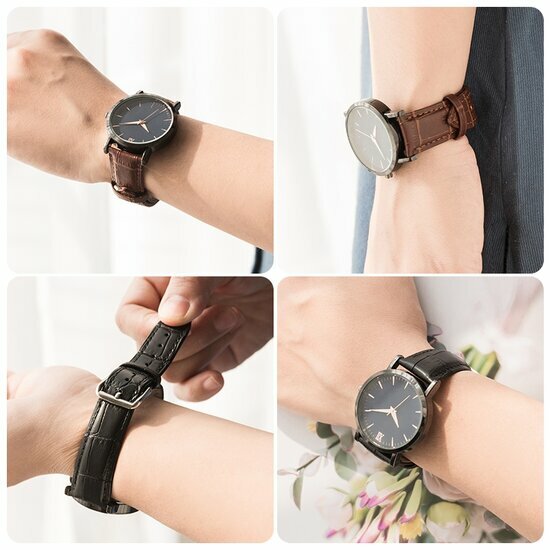 Crocodile leren bandje - Zwart - Garmin Vivoactive 6 / Vivoactive 5 / Vivoactive 3