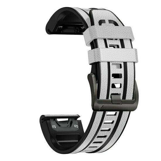 leer + siliconen bandje - Wit - Garmin Tactix 8 - 51mm