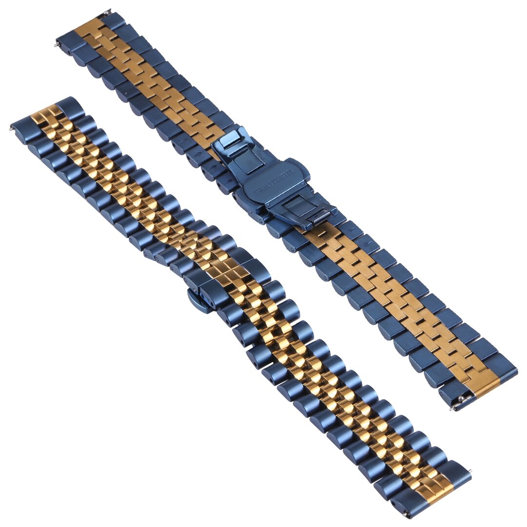 Stalen band - Donkerblauw met goud - Garmin Approach S12 / S40 / S42