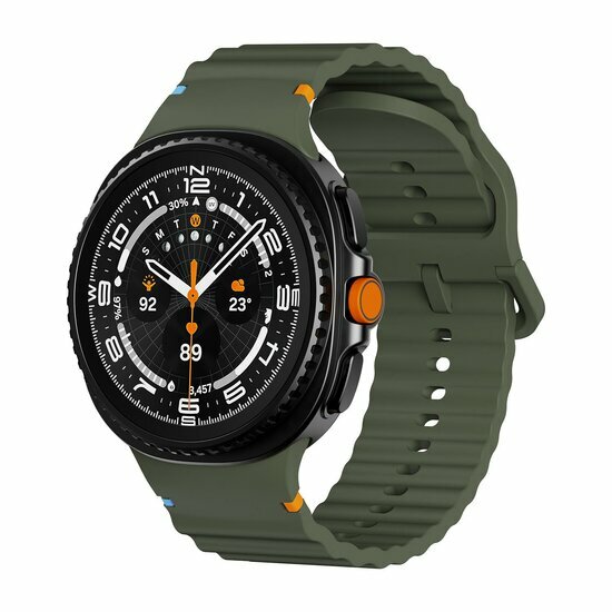Classic Wave siliconen band - Donkergroen - Samsung Galaxy Watch 8 Classic - 46mm