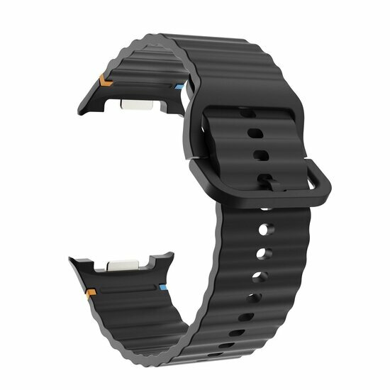 Classic Wave siliconen band - Zwart - Samsung Galaxy Watch 8 Classic - 46mm