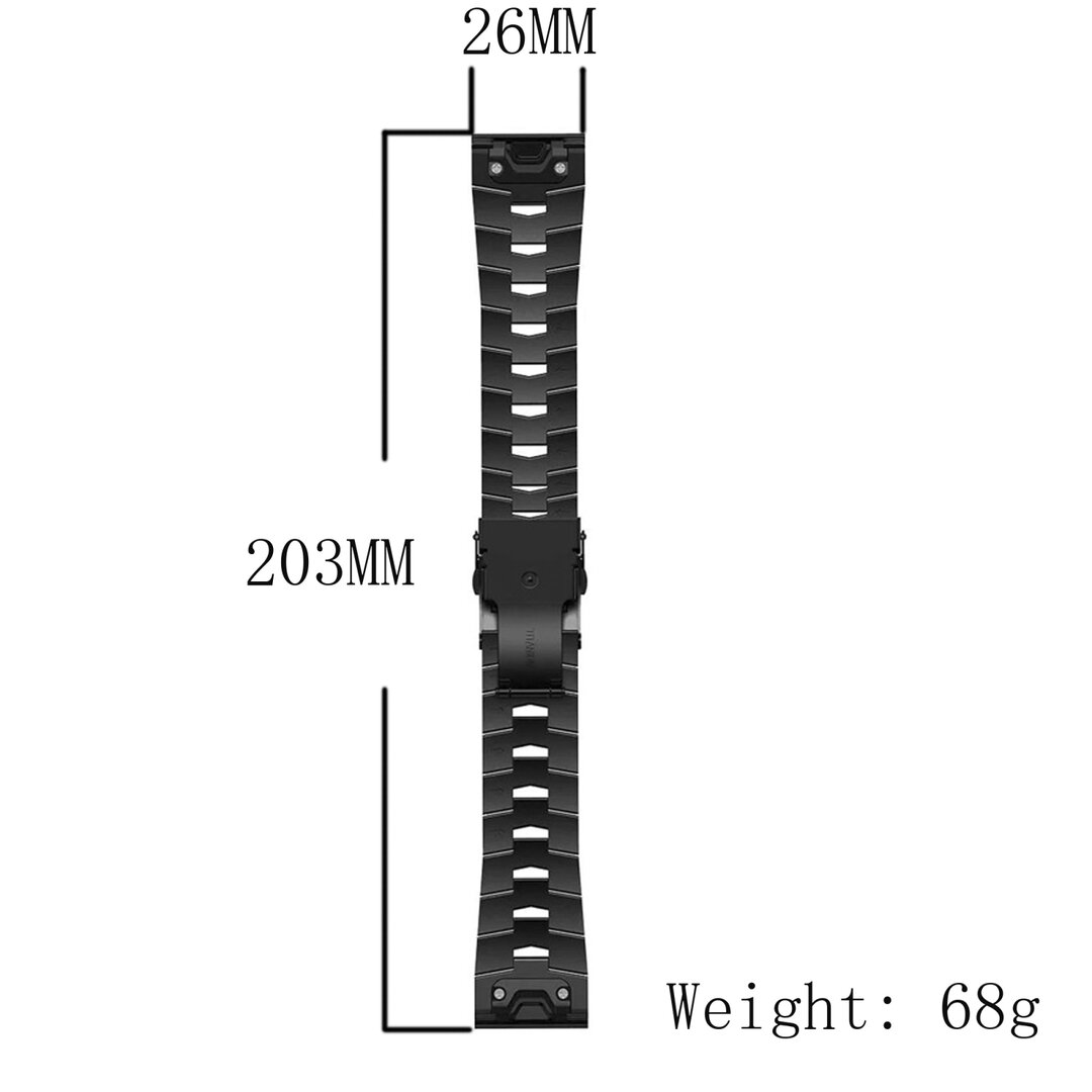Titanium schakelband - Zwart - Garmin Fenix 7X / 6X / 5X