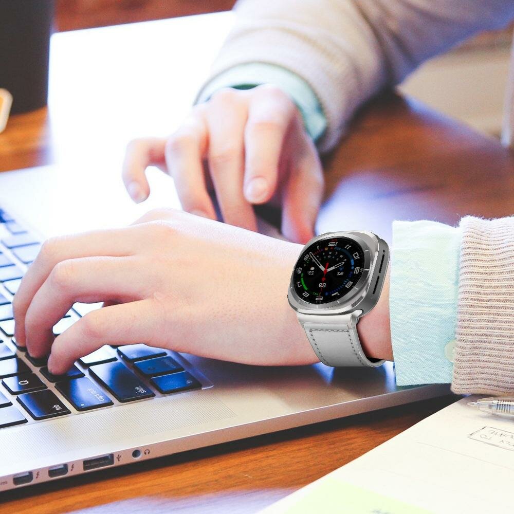 Classic leren band - Grijs - Samsung Galaxy Watch 8 - 40mm / 44mm