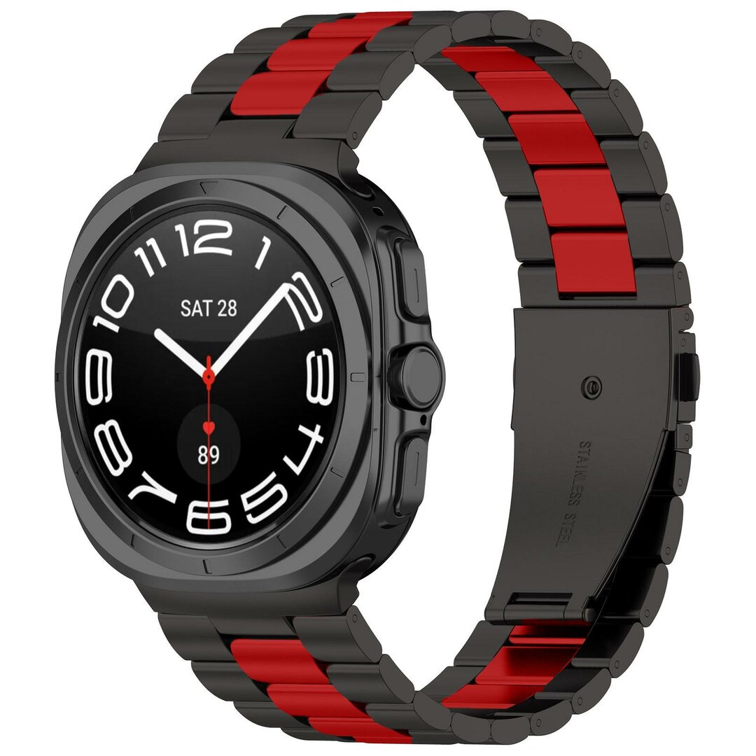 Stalen schakelband - Zwart met rood - Samsung Galaxy Watch 8 - 40mm / 44mm