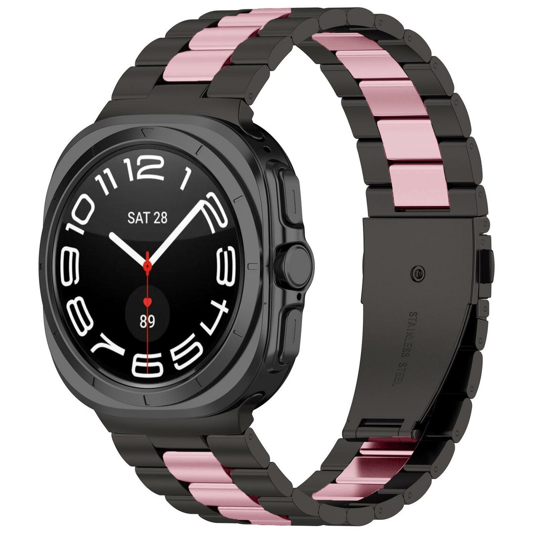 Stalen schakelband - Zwart met ros&eacute; goud - Samsung Galaxy Watch 8 - 40mm / 44mm