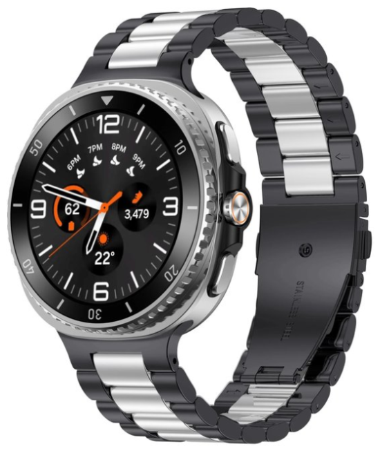 Stalen schakelband - Zwart met zilver - Samsung Galaxy Watch 8 - 40mm / 44mm