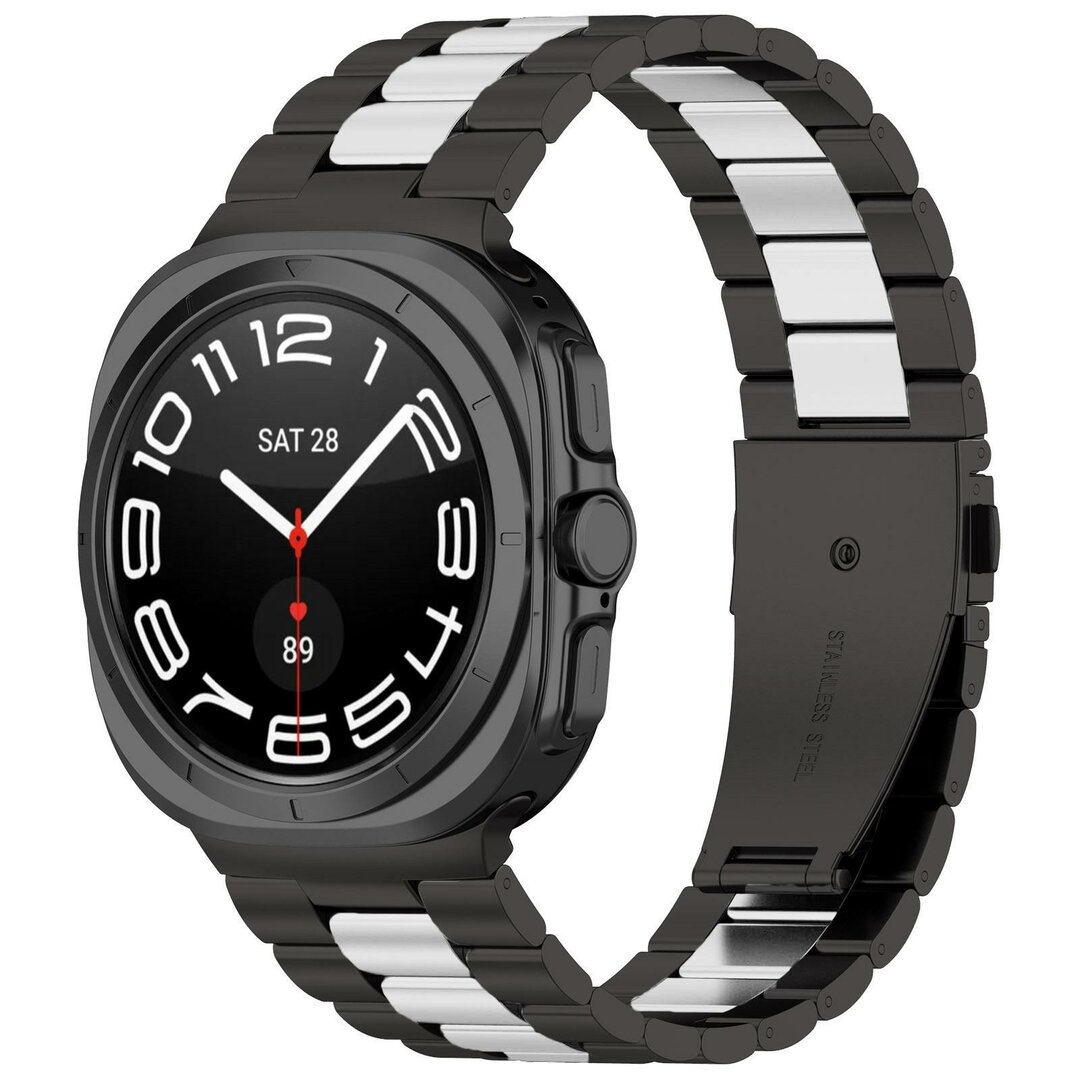 Stalen schakelband - Zwart met zilver - Samsung Galaxy Watch 8 - 40mm / 44mm
