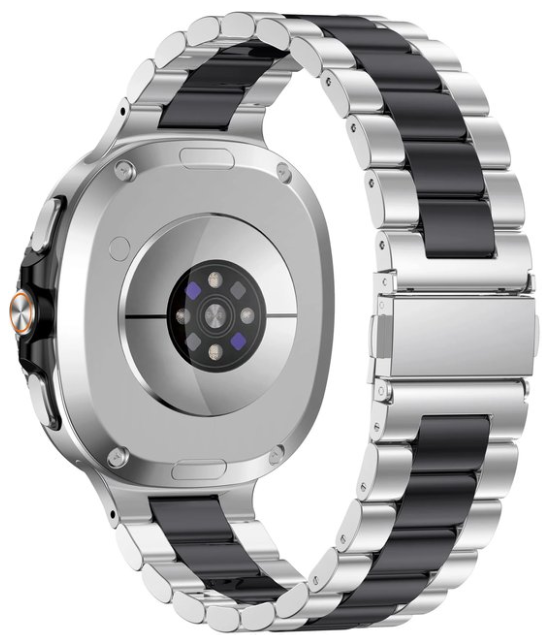 Stalen schakelband - Zilver met zwart - Samsung Galaxy Watch 8 Classic - 46mm