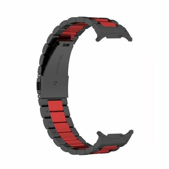 Stalen schakelband - Zwart met rood - Samsung Galaxy Watch 8 Classic - 46mm