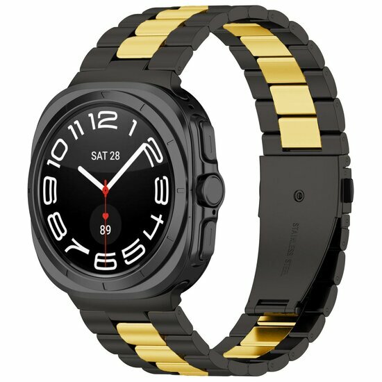 Stalen schakelband - Zwart met goud - Samsung Galaxy Watch 8 Classic - 46mm