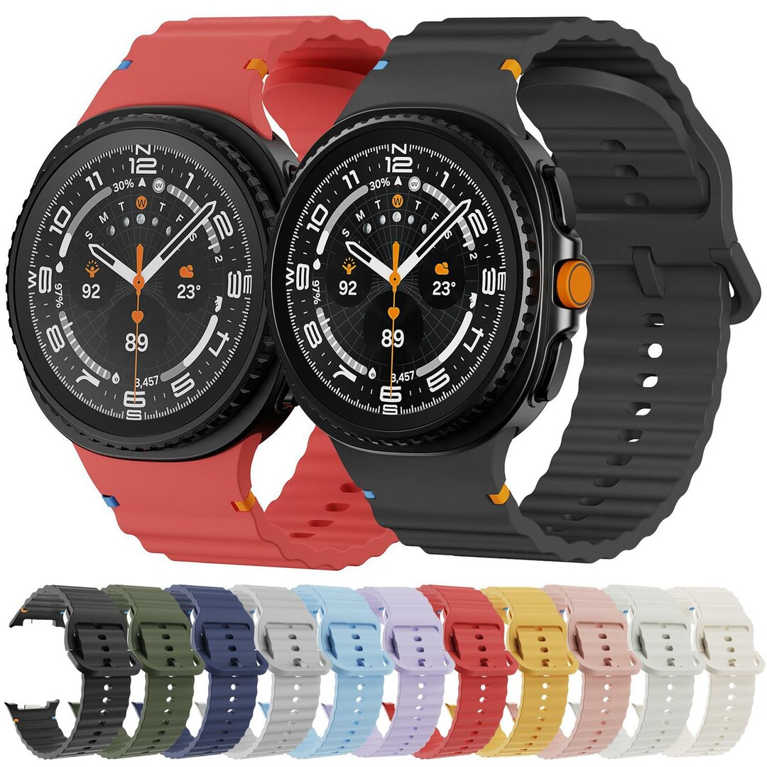 Classic Wave siliconen band - Wit - Samsung Galaxy Watch 8 - 40mm / 44mm