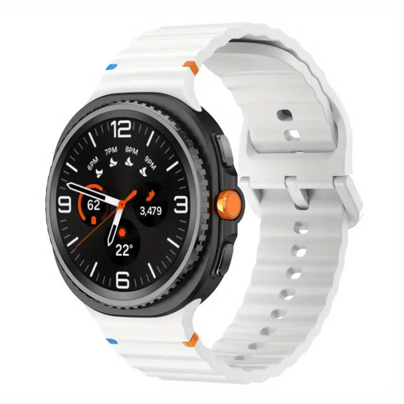 Classic Wave siliconen band - Wit - Samsung Galaxy Watch 8 Classic - 46mm