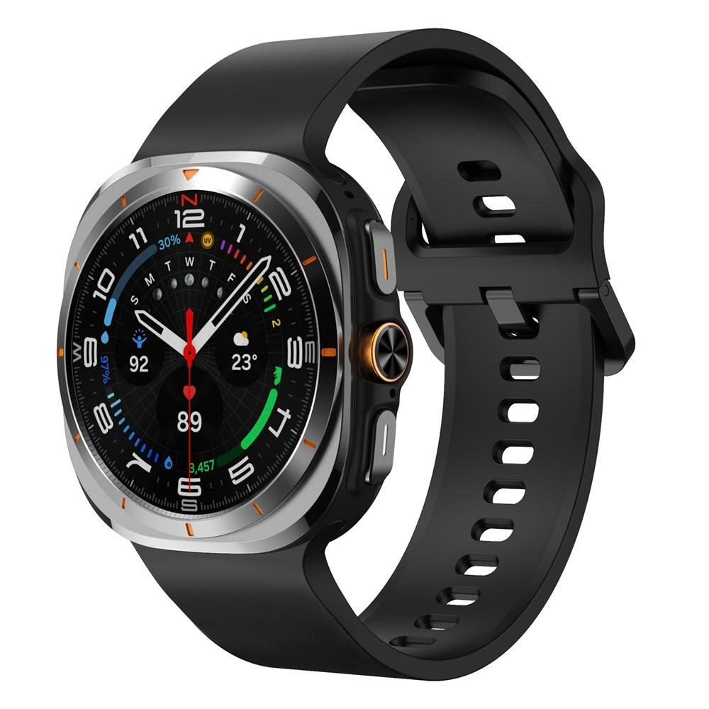 Solid color siliconen band - Zwart - Samsung Galaxy Watch Ultra - 47mm