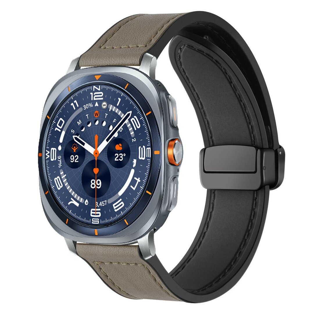 Leer + siliconen bandje - Grijs - Samsung Galaxy Watch Ultra - 47mm