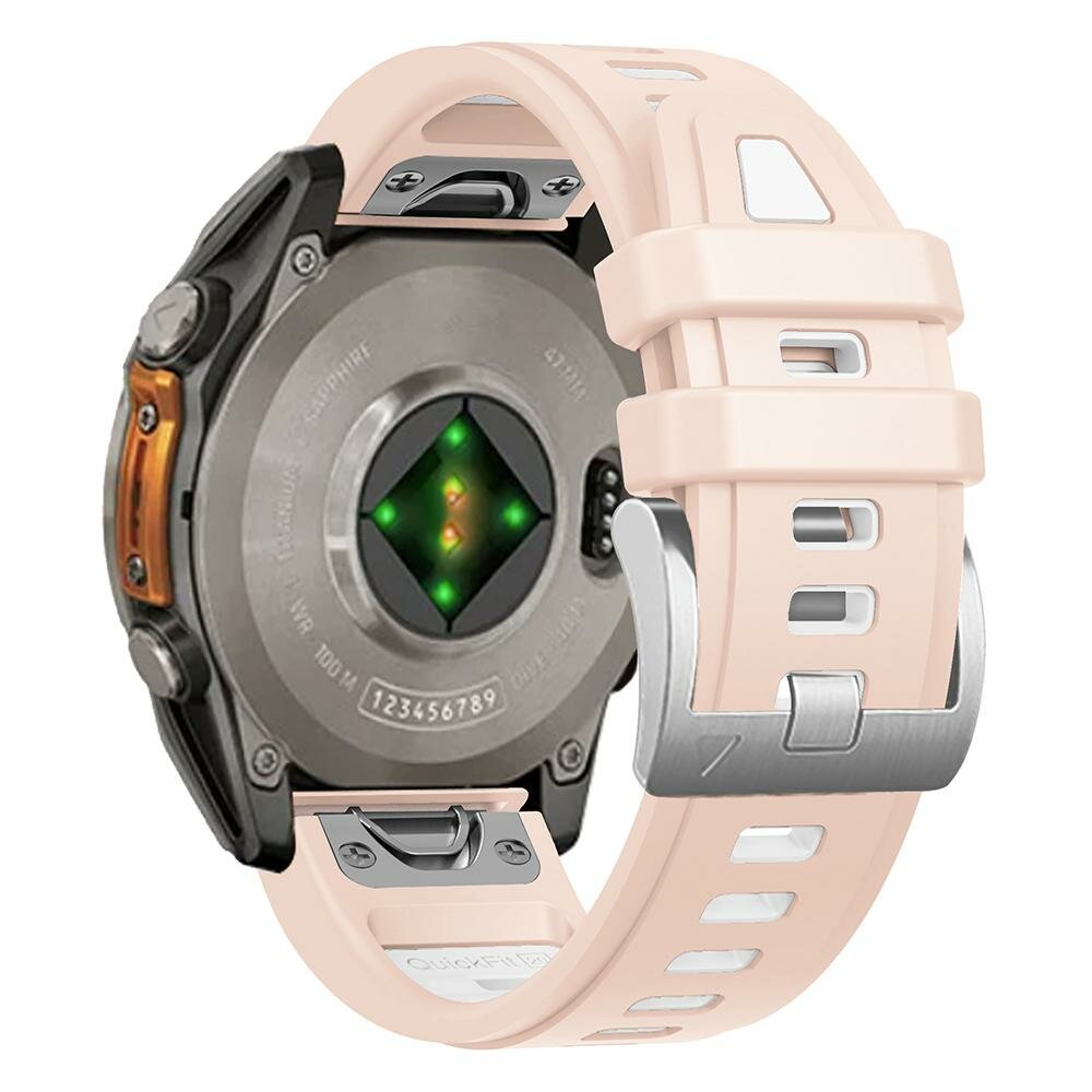 Siliconen bandje - Zalmroze met wit - Garmin Fenix 8 - 43mm