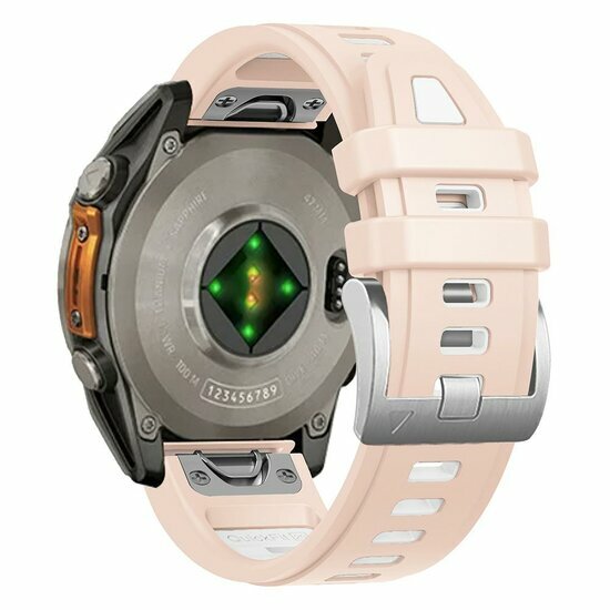 Siliconen bandje - Zalmroze met wit - Garmin Fenix 7s/6s/5s / Instinct 2s / Epix Pro Gen 2 (42mm)