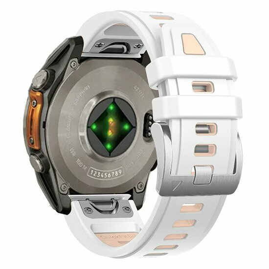Siliconen bandje - Wit met zalmroze - Garmin Fenix 7s/6s/5s / Instinct 2s / Epix Pro Gen 2 (42mm)