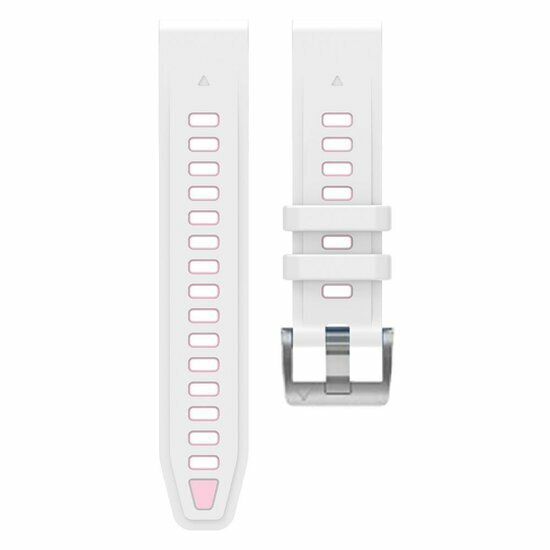 Siliconen bandje - Wit met roze - Garmin Fenix 7s/6s/5s / Instinct 2s / Epix Pro Gen 2 (42mm)