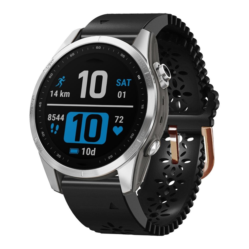 Flower siliconen bandje - Zwart - Garmin Fenix 7s/6s/5s / Instinct 2s / Epix Pro Gen 2 (42mm)