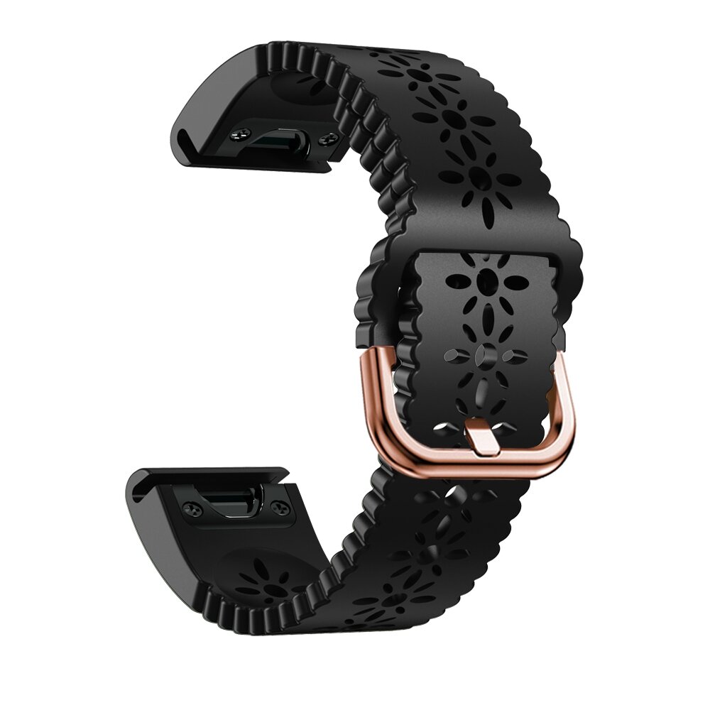 Flower siliconen bandje - Zwart - Garmin Fenix 7s/6s/5s / Instinct 2s / Epix Pro Gen 2 (42mm)