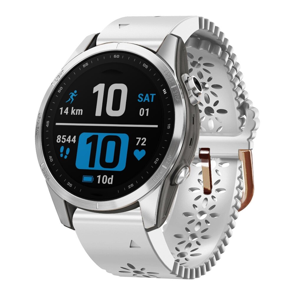 Flower siliconen bandje - Wit - Garmin Fenix 7s/6s/5s / Instinct 2s / Epix Pro Gen 2 (42mm)