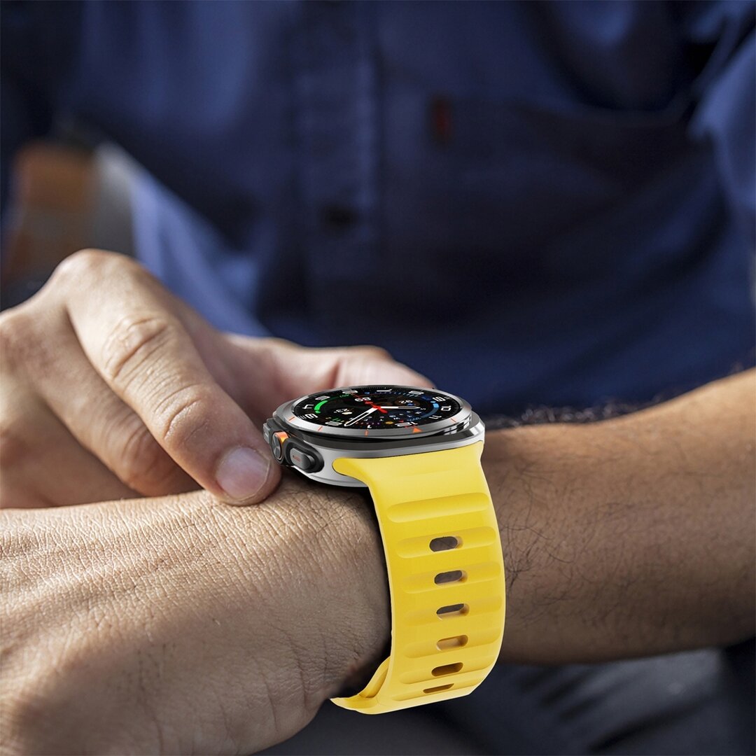 Wave siliconen bandje - Geel - Samsung Galaxy Watch Ultra 47mm