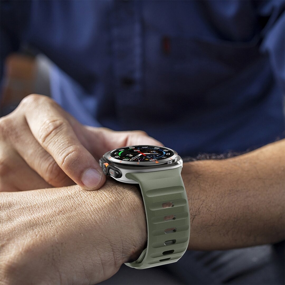 Wave siliconen bandje - Donkergroen - Samsung Galaxy Watch Ultra 47mm