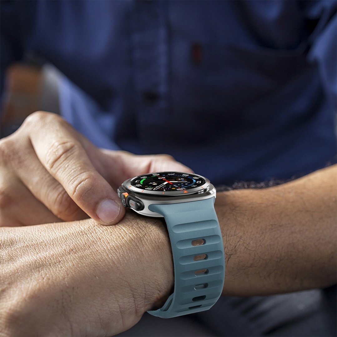 Wave siliconen bandje - Grijsblauw - Samsung Galaxy Watch Ultra 47mm