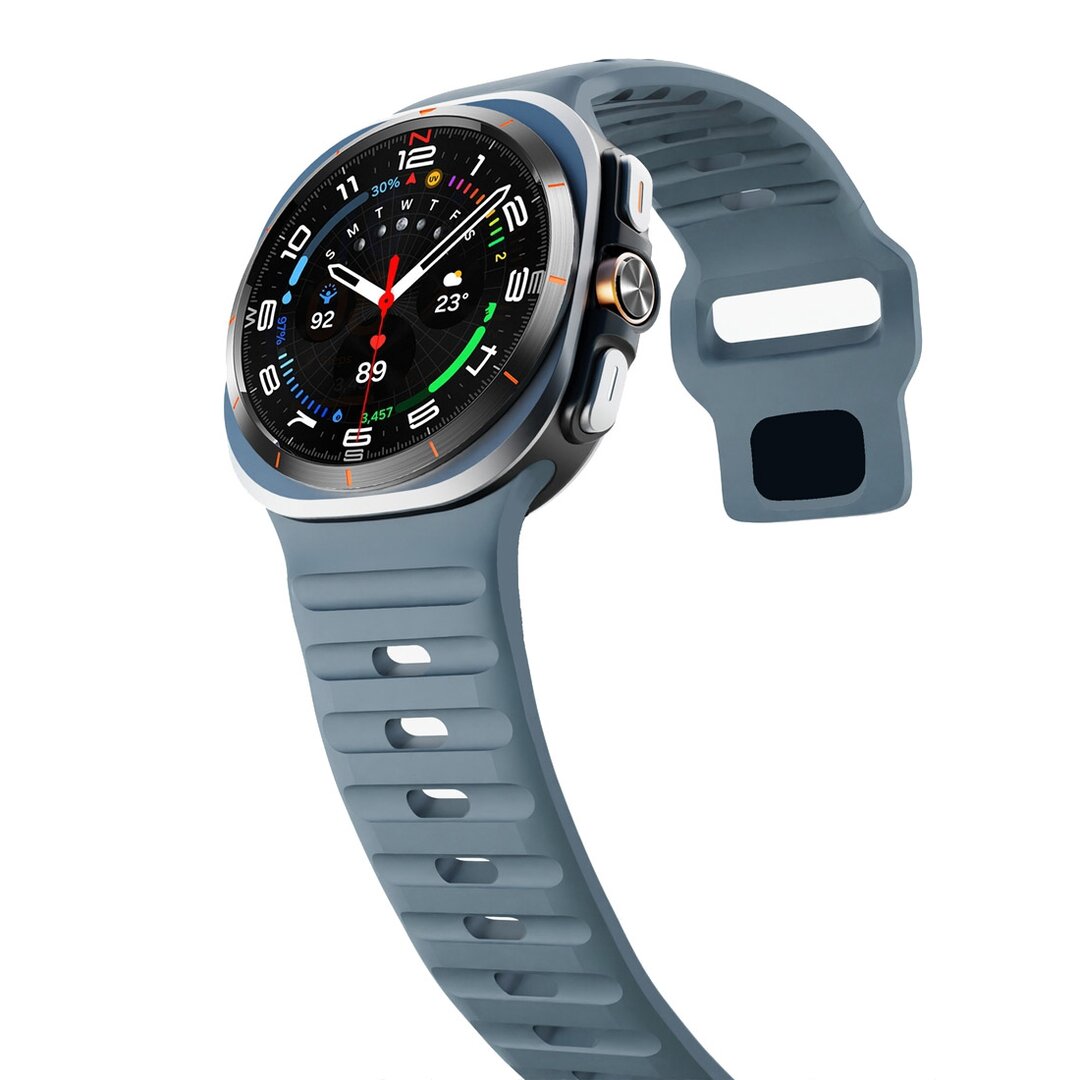 Wave siliconen bandje - Grijsblauw - Samsung Galaxy Watch Ultra 47mm