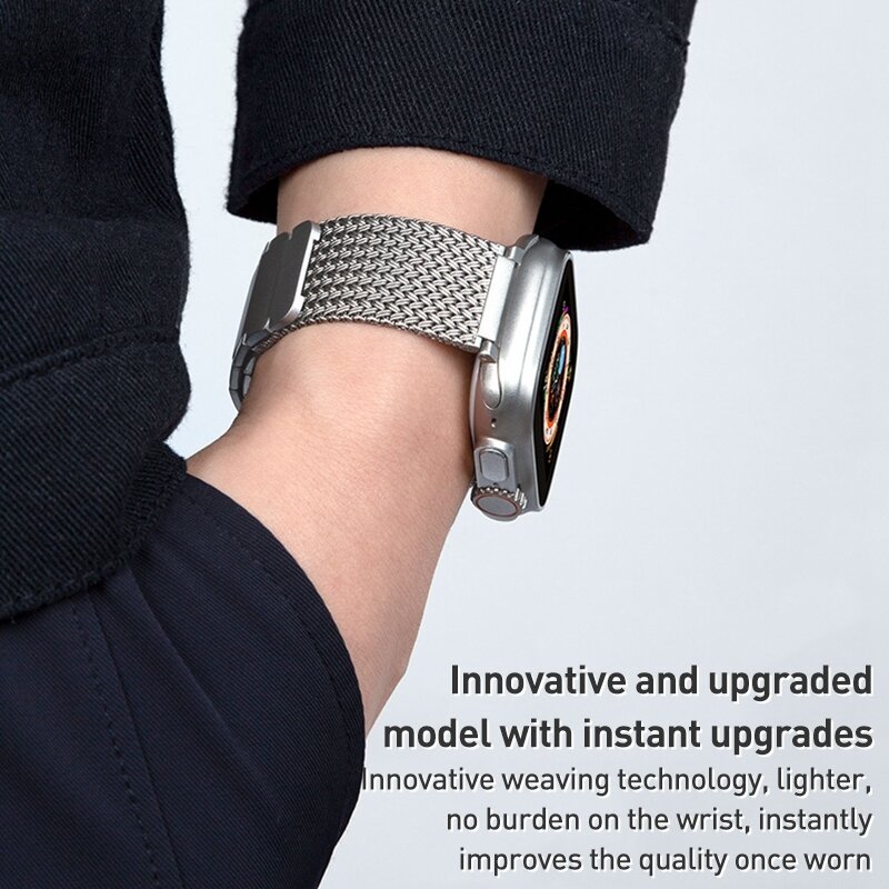Luxe magnetische RVS band - Titanium kleur - Geschikt voor Apple Watch 44mm / 45mm / 46mm / 49mm