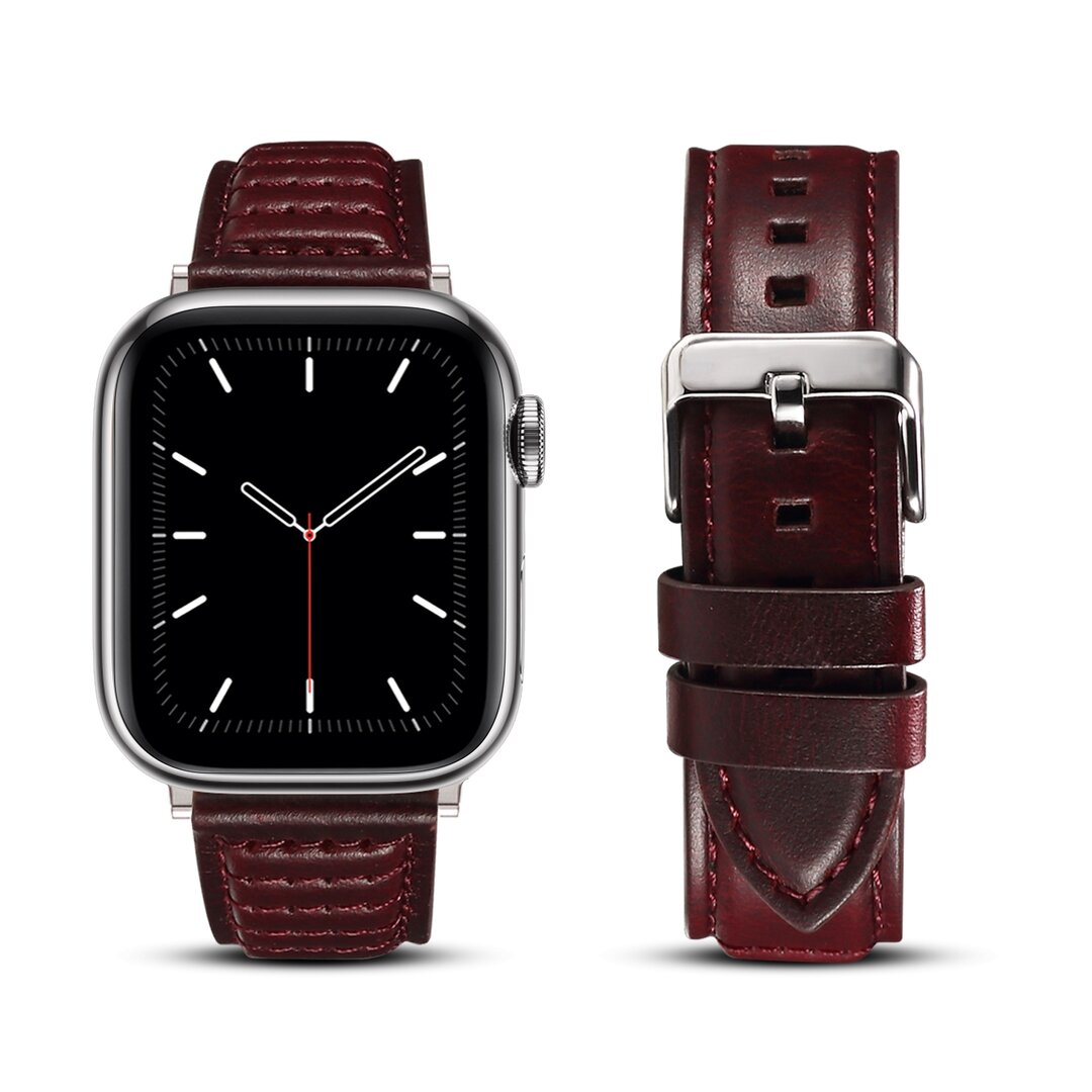 Oil Wax Leren band - Roodbruin - Geschikt voor Apple Watch 44mm / 45mm&nbsp;/ 46mm / 49mm