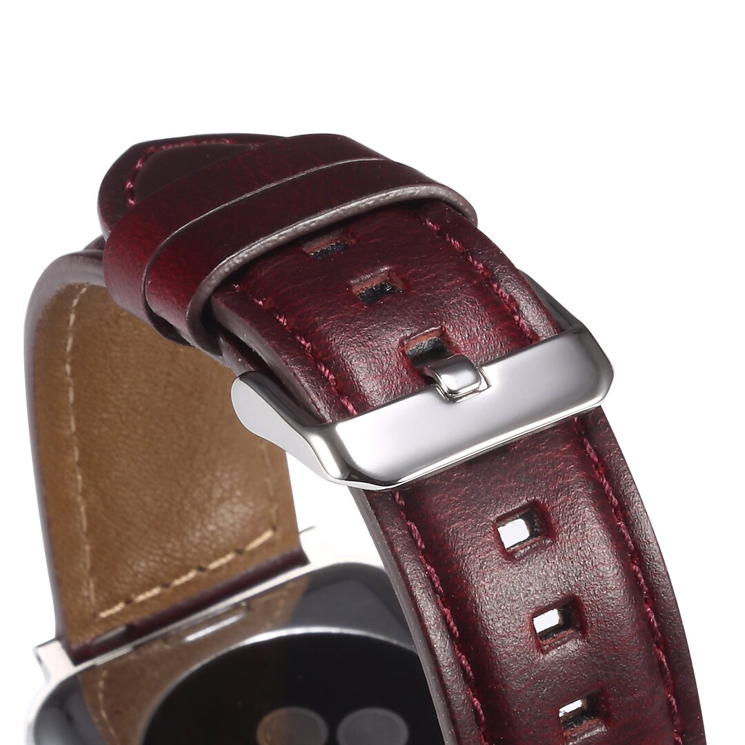 Oil Wax Leren band - Roodbruin - Geschikt voor Apple Watch 44mm / 45mm&nbsp;/ 46mm / 49mm