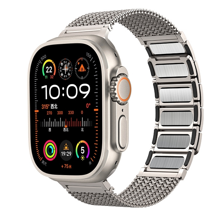 Luxe magnetische RVS band - Titanium kleur - Geschikt voor Apple Watch 38mm / 40mm / 41mm / 42mm