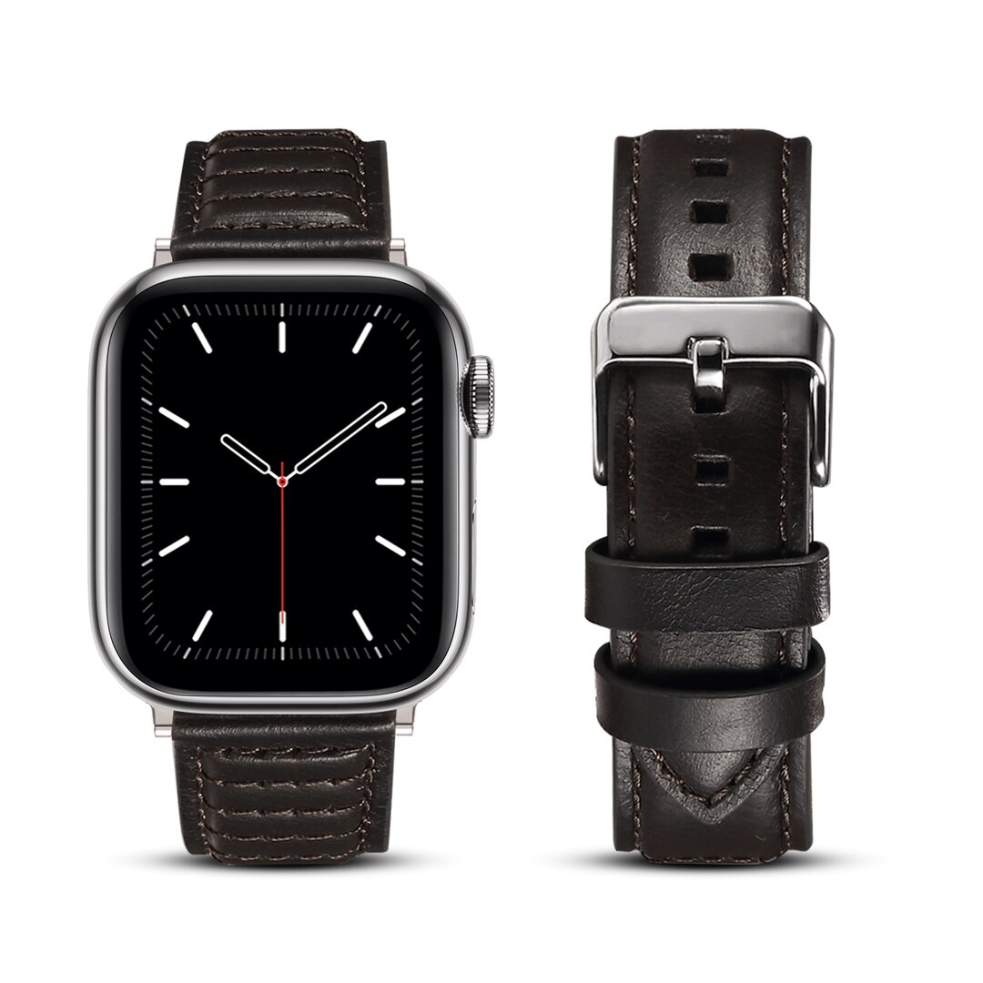 Oil Wax Leren band - Zwart - Geschikt voor Apple Watch 38mm / 40mm / 41mm&nbsp;/ 42mm