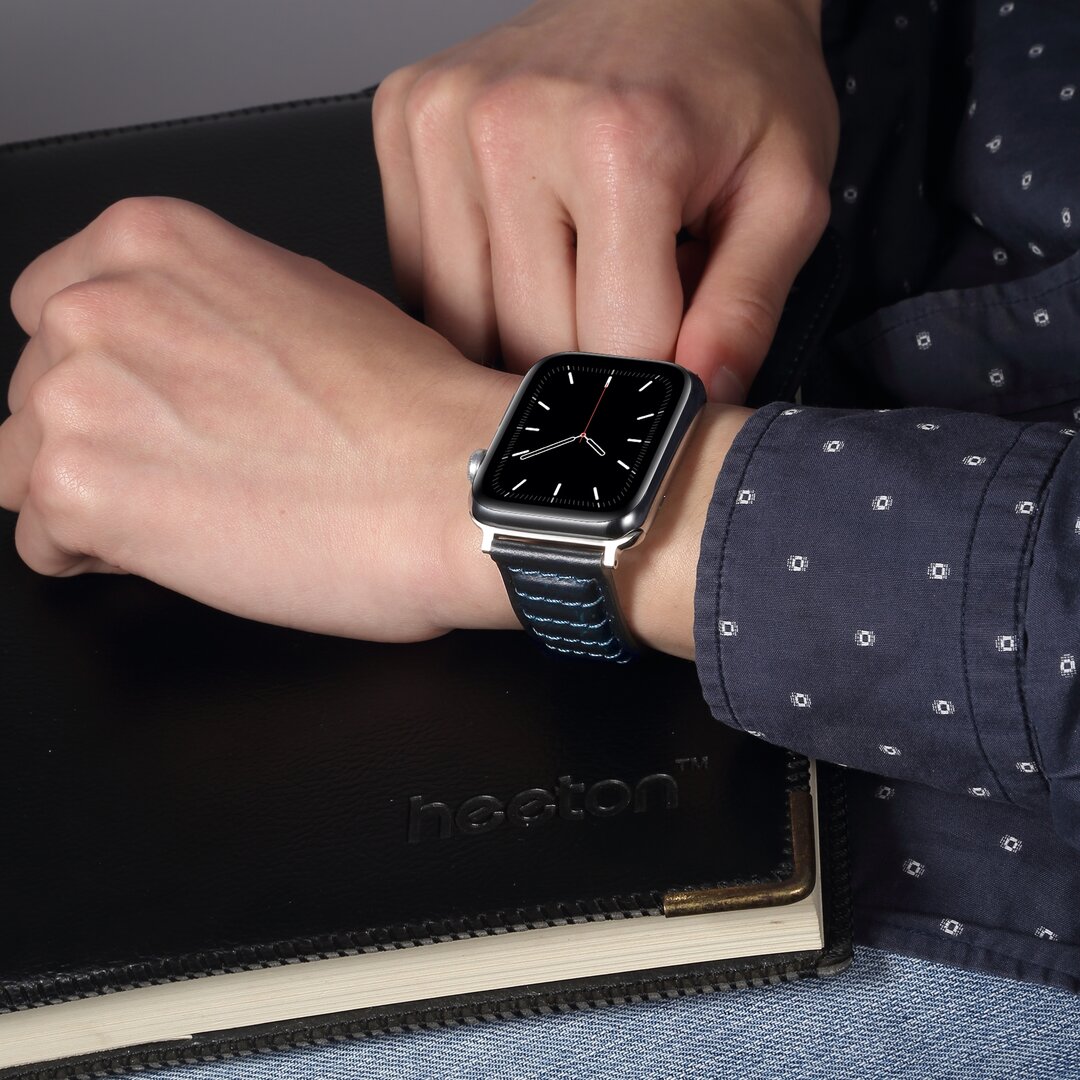 Oil Wax Leren band - Donkerblauw - Geschikt voor Apple Watch 38mm / 40mm / 41mm&nbsp;/ 42mm