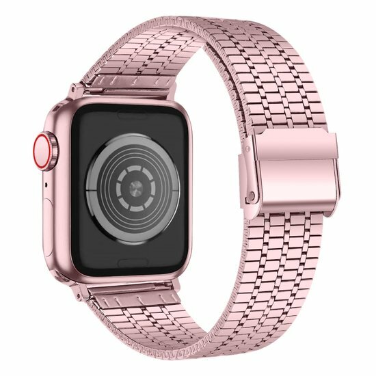 Metalen bandje - Ros&eacute; roze - Geschikt voor Apple watch 44mm / 45mm&nbsp;/ 46mm / 49mm