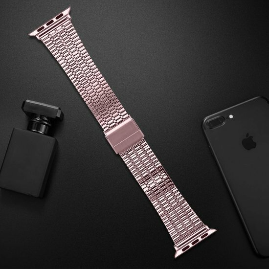 Metalen bandje - Ros&eacute; roze - Geschikt voor Apple watch 44mm / 45mm&nbsp;/ 46mm / 49mm