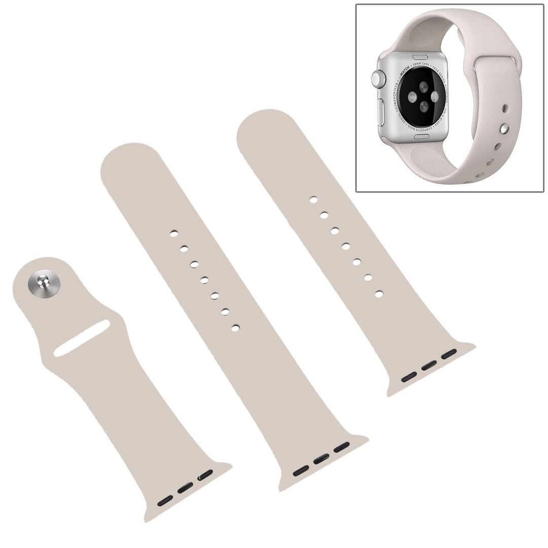 Rubberen sportbandje - Sterrenlicht / starlight - Geschikt voor Apple Watch 38mm / 40mm / 41mm / 42mm