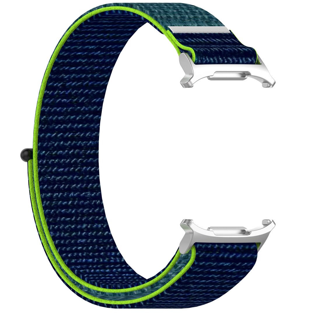 Nylon Sport loop bandje - Blauw met lime groen - Samsung Galaxy Watch Ultra 47mm