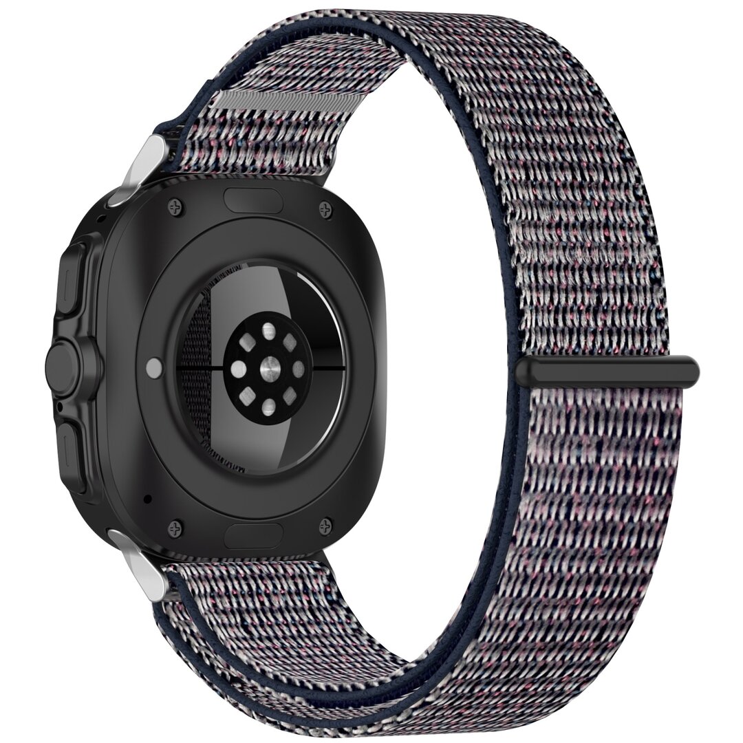 Nylon Sport loop bandje - Donkerblauw gem&ecirc;leerd - Samsung Galaxy Watch Ultra 47mm