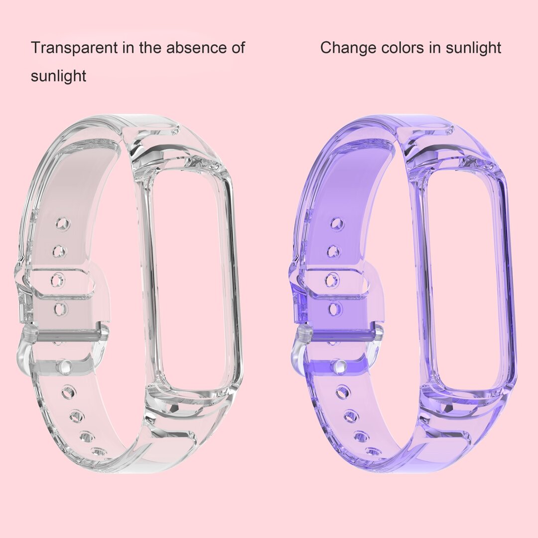 Doorzichtige TPU band (zon verkleurend) - Transparant paars - Samsung Galaxy Fit 2